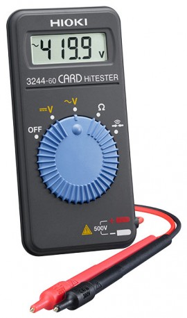 Hioki 3244-60 Card HiTester and Digital Multimeter, &amp;plusmn;0.7% rdg &amp;plusmn;4 dgt, 500 V, 41.99 M&amp;ohm;-